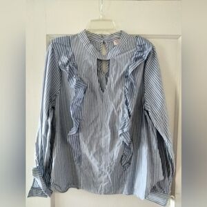 Preppy Ruffle Stripe Blouse – Feminine Flair Meets Everyday Chic